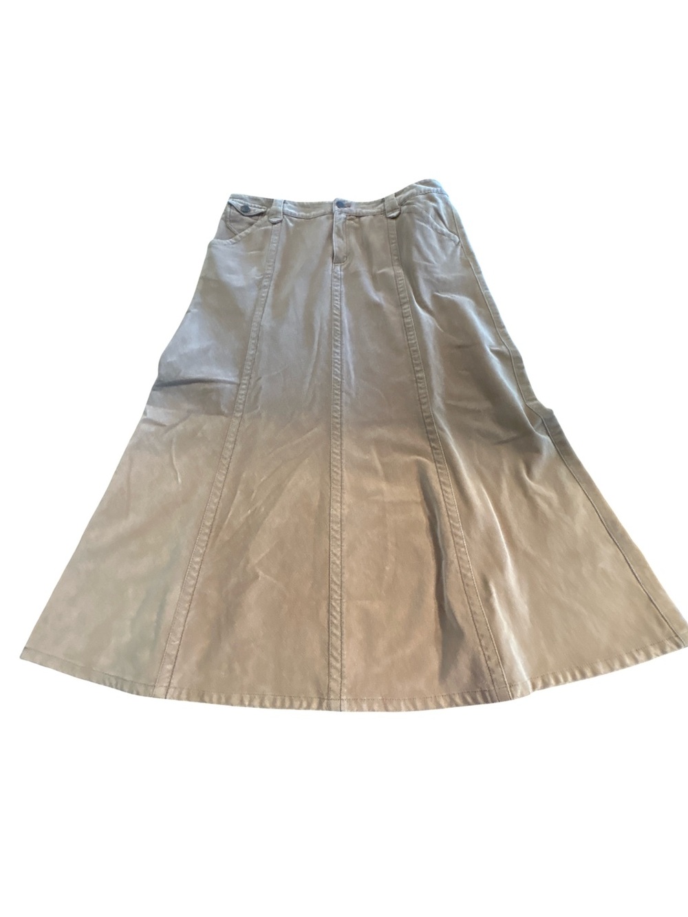 Eddie Bauer Tan Corduroy Granolagirl Earthy Boho A-Line Long Maxi Skirt Size 10